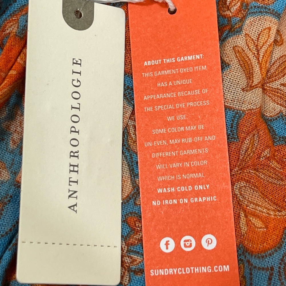 NWT SUNDRY  Anthropologie floral off shoulder tie front size XS - Picture 5 of 7
